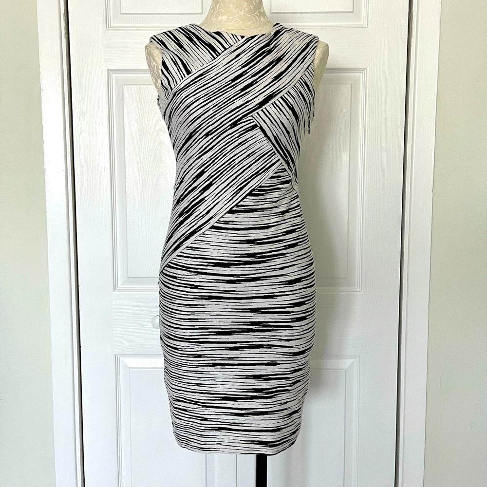 Calvin Klein black n white striped dress